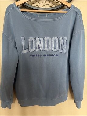 Garage London UK Light Blue Embroidered Sleeve Sweatshirt